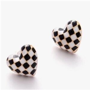 New! Mackenzie Black and White Checkered Earrings NWOT